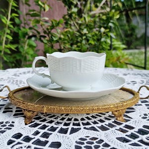 Vintage Ludwigsburg Demitasse Cup & Saucer: German China, Basket Pattern 100ml Cup