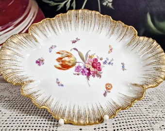 1930s KPM Berlin Porcelain Platter: Hand-Painted Floral China, Hand Work Germany