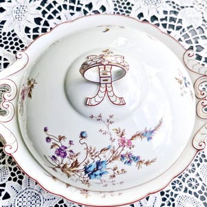 1857-1920 HUTSCHENREUTHER Deckelschale - Antikes deutsches Porzellan - Florale Gemüseterrine - Handbemalt - Deckelschale - Florales Dekor