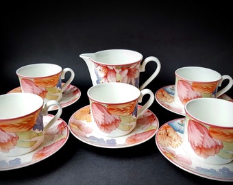 Set da caffè vintage Villeroy Boch Tazze da caffè e piattini in porcellana tedesca Regalo floreale in Cina per lei