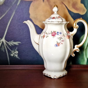 1937 RARE Rosenthal POMPADOUR Coffee Pot - Made in Germany - Ivory China Teapot - Floral Bavarian Porcelain Coffee Pot - Vintage Porcelain