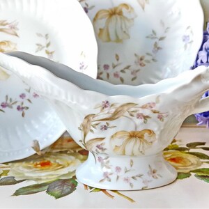 Molheira vintage de Limoges, molheira francesa vintage, prato de servir floral, tigela de servir de meados do século, utensílios de transferência