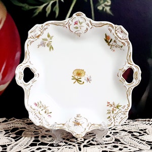 Vintage AK Kaiser Porcelain Cake Plate: Hand-Painted Floral Serving Dish