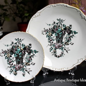 Vintage Reichenbach Porcelain Plates: Set of Two, Germany, Art Nouveau Plate Set