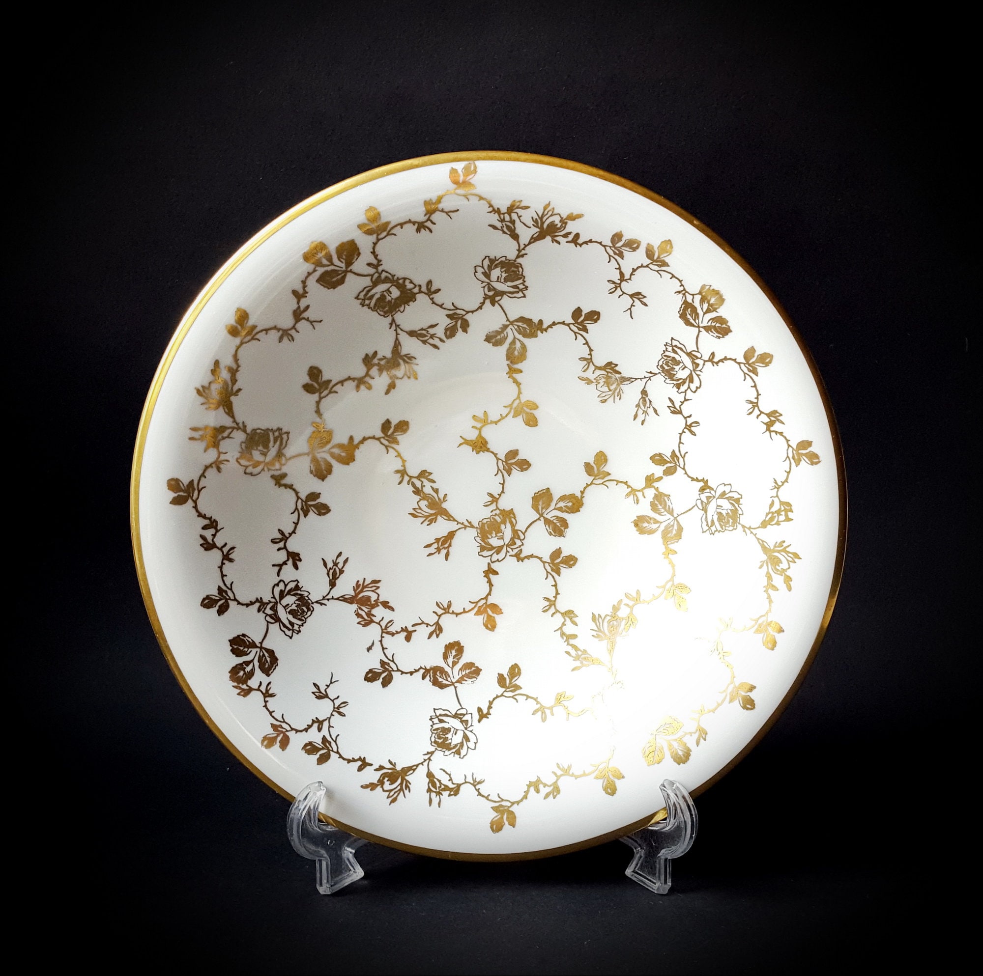 Ancien Plat De Service à Compartiments German Bavaria Lindner, Doré, Motif Floral