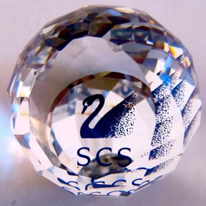 Swarovski SCS Crystal Golf Ball Paperweight | Blue Swan Logo 1990 | Retired Collector&#39;s Gift