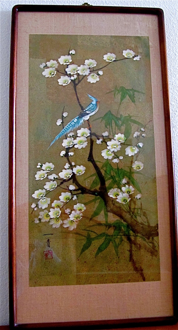 青い鳥と花 日本画 青い鳥と花 日本画 青い鳥と花 日本画 青い鳥と花