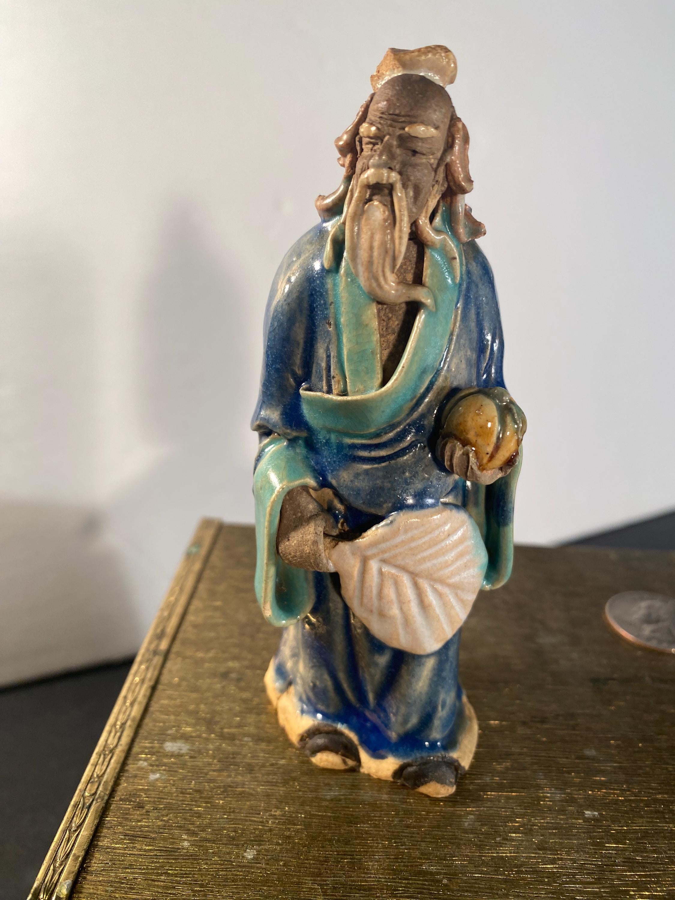 Antique Chinese Mudman Figurine • Shekwan Pottery 1890–1919