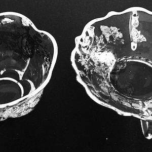 Vintage Heisey geëtste kristallen fruitschalen - elegant antiek glaswerk