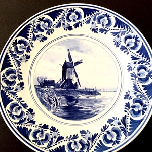 Vintage Delft Blue Plate & Dutch Shoe set – Hand-Painted Holland Pottery, Collectible Delftware ca. 1964