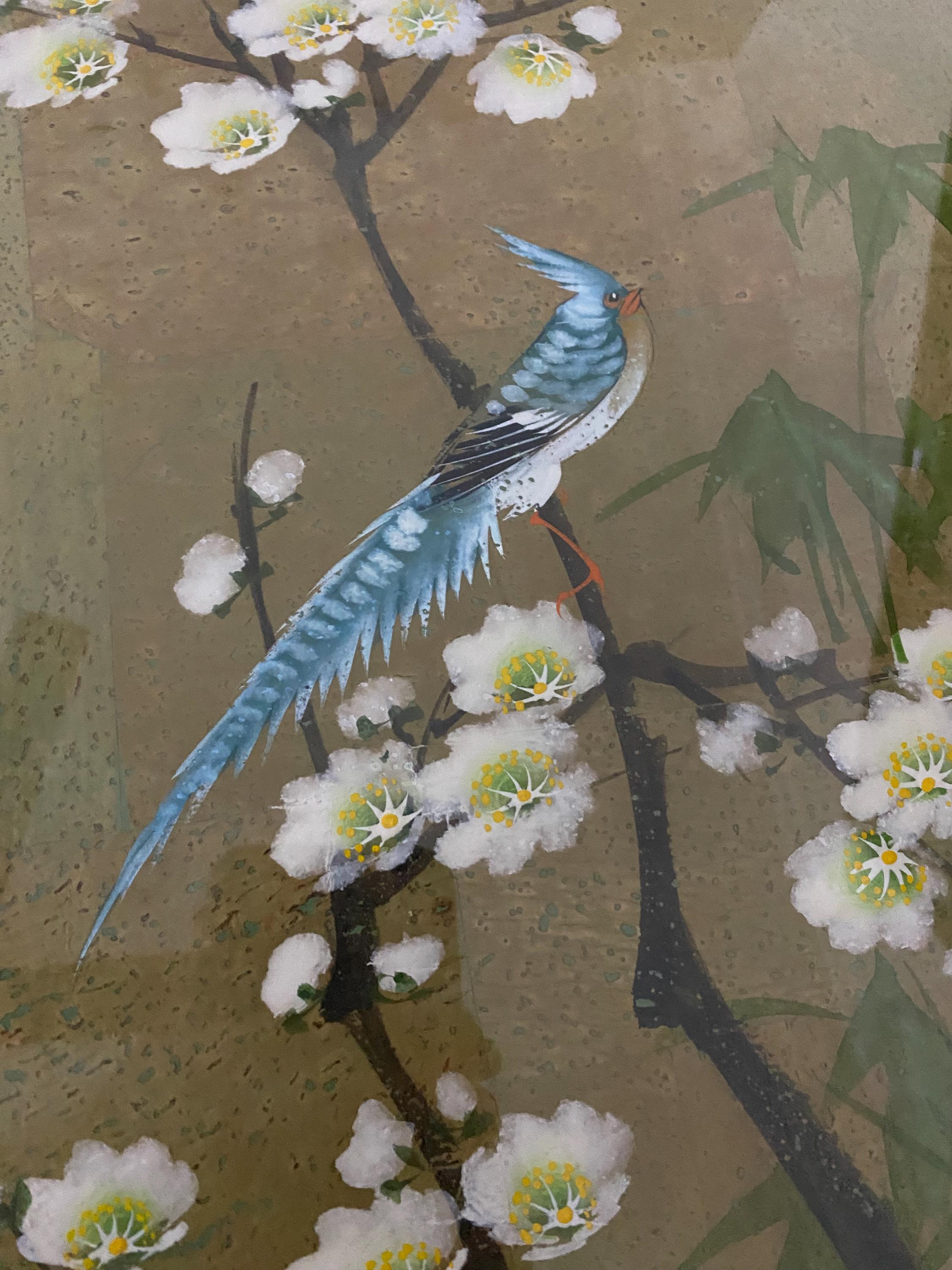青い鳥と花 日本画 青い鳥と花 日本画 青い鳥と花 日本画 青い鳥と花