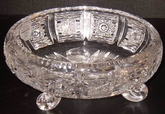 Vintage Swarovski Crystal Bowl | 3-Footed Decorative Dish | Collectible Cut Glass Centerpiece | Elegant Table Decor