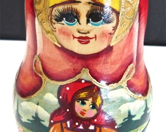 Matryoshka Russian Nesting Dolls Set of 4 • Hand-Painted Wooden Stacking Dolls • Traditional Folk Art Gift