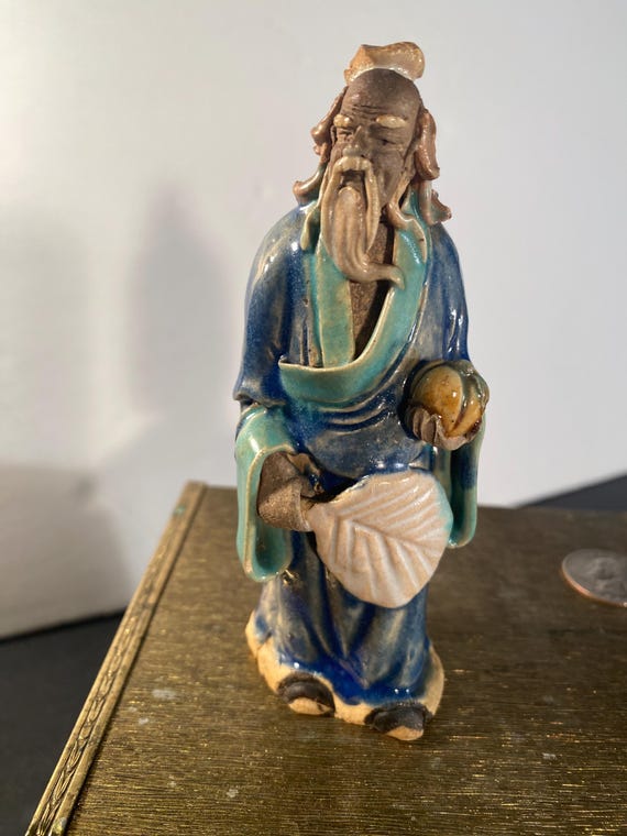 Antique Chinese Mudman Figurine • Shekwan Pottery 1890–1919