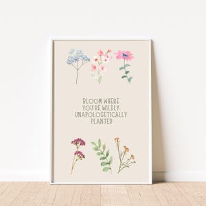 Minimalist Floral Digital Download Inspirational Botanical Print Neutral Aesthetic Decor Motivational Poster Quote Wall Art Printable Art