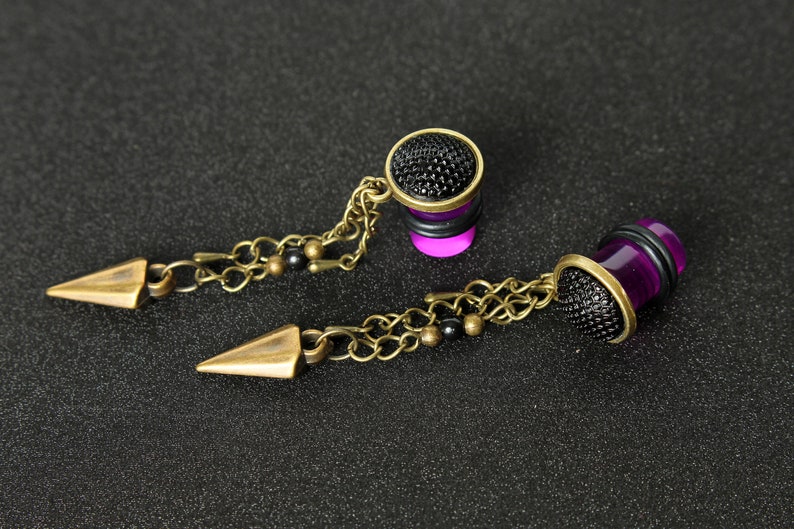 Punk Spike Chain Earrings / Plugs Biker 316L Stainless Etsy