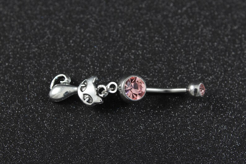 Pink Kitty Cat Belly Ring 316L Stainless surgical Steel Etsy