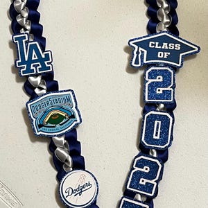 Collar de graduación inspirado en LOS ANGELES DODGERS, collar de cinta, collar personalizado, collar hecho a pedido Dodgers La Dodgers