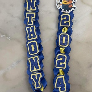 Lei de graduación, lei de cinta, lei personalizado, lei de letras, niño, niña, regalo, personalizado con nombre, hecho a mano, hecho a pedido