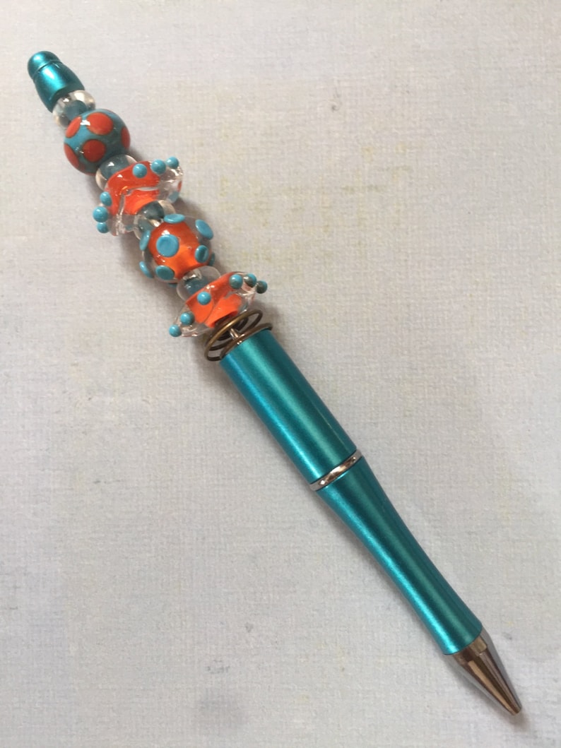 Teal Lampwork Beadable Pen With Refill