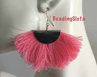 Tassel - Fan Earrings - Statement -