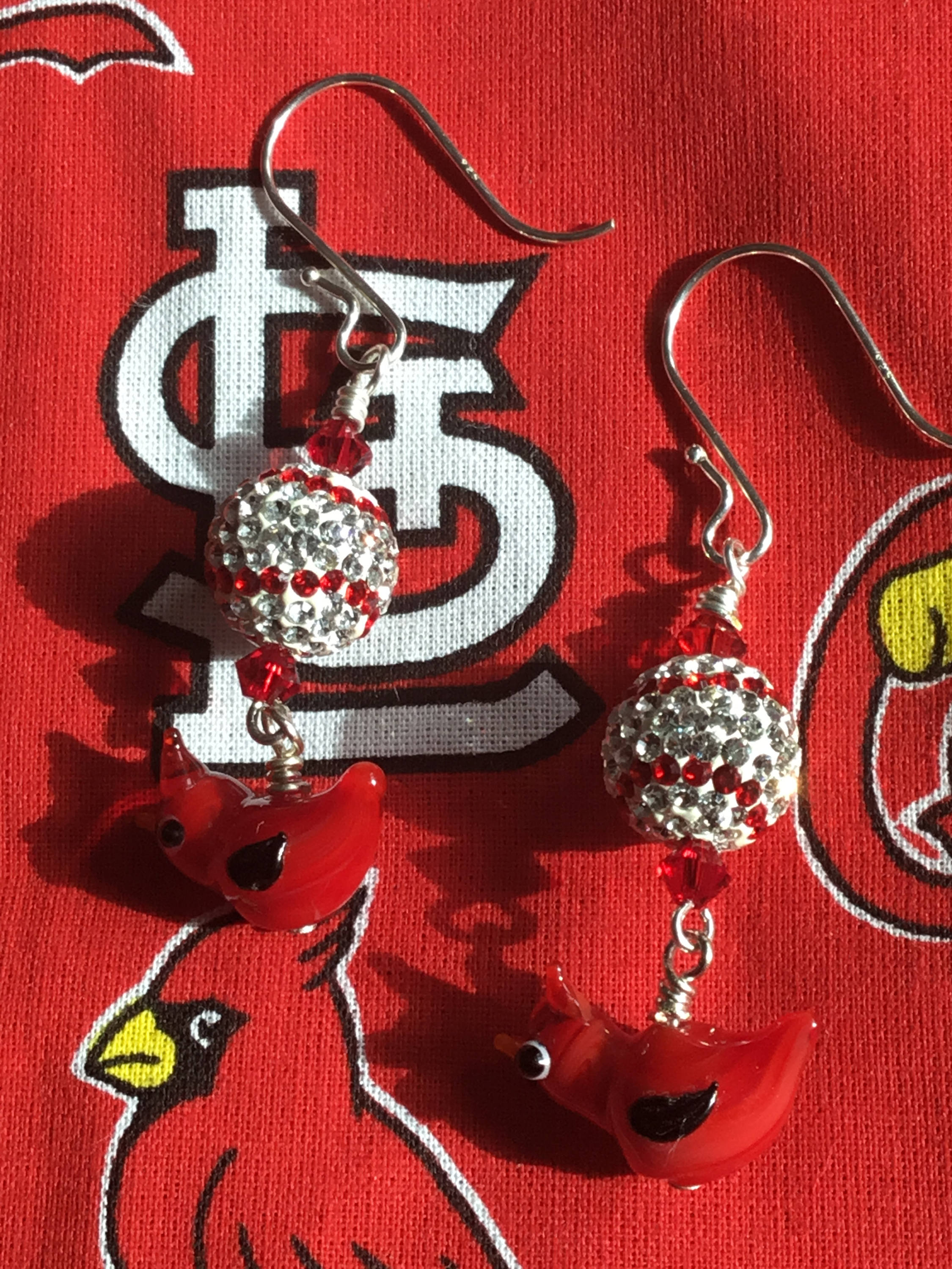White & Red STL Cardinals Bling Hat Swarovski Crystals -  Singapore