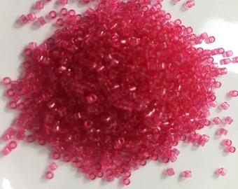 Delica - Dyed Transparent Dark Rose - Seed Beads - Size 11 - Miyuki - 7.2 Gram - Tube - DB1308-TB