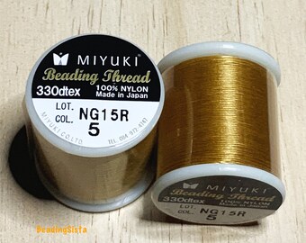 Thread - Beading - Miyuki - Spool - 55 Yards - Nylon - GOLD - 1 Spool - NG15R