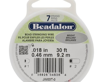 Wire - Beadalon - 7 Strand - .018 Bright - 30FT - Stringing Wire - 9.2m - JW03T-0