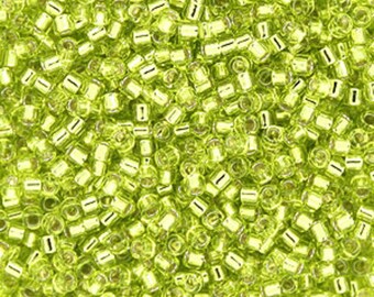 Delica - Chartreuse Transparent Silver Lined - Seed Beads - Size 11 - Miyuki - 4.5 Gram Tube - DB0147-TB