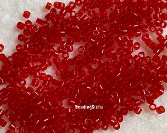 Delica - Dyed Matte Transparent Red - Seed Beads - Size 11 - Miyuki - 7.2 Gram - Tube - DB774-TB