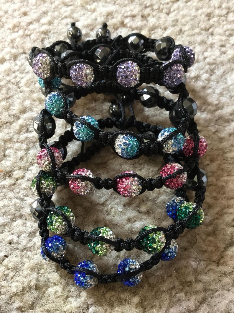 Shamballa Crystal Pave Macrame Slide Knot Clasp Etsy
