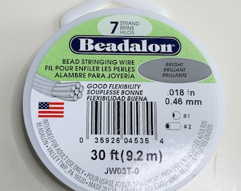 Wire - Beadalon - 7 Strand - .015 Bright - 30FT - Stringing Wire - 9.2m - JW02T-0