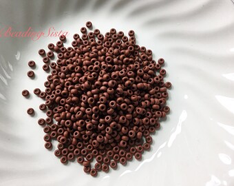 Czech Glass - Seed Bead - Brown Matte - Size 8 - 22 Gram - Tube