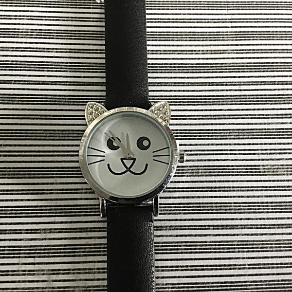 Wrist Watch - Kitty Cat - Children’s - Leather Band - Kids