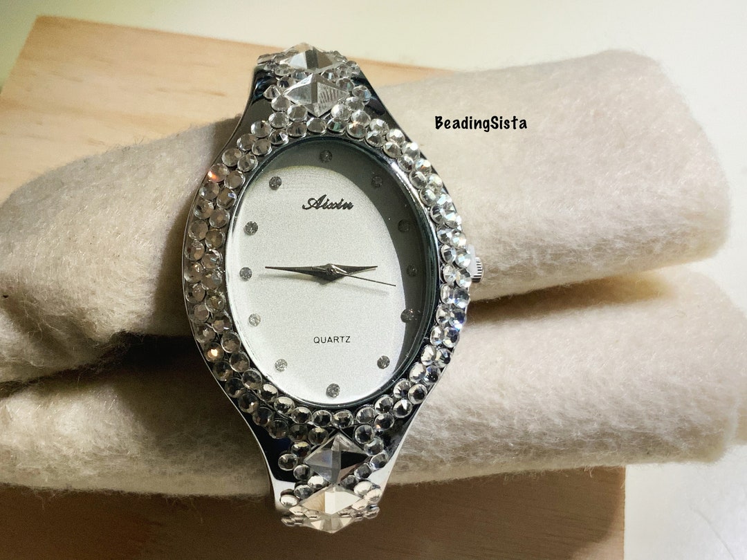 Watch - Aixin Watch - Silver - Rhinestone Band - 8 1/2 Inches