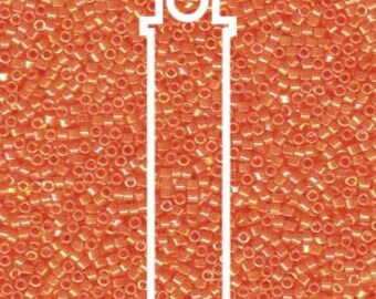 Delica -  Opaque Orange AB - Size 11 - Miyuki -  7.2 Gram - Tube - DB161-TB