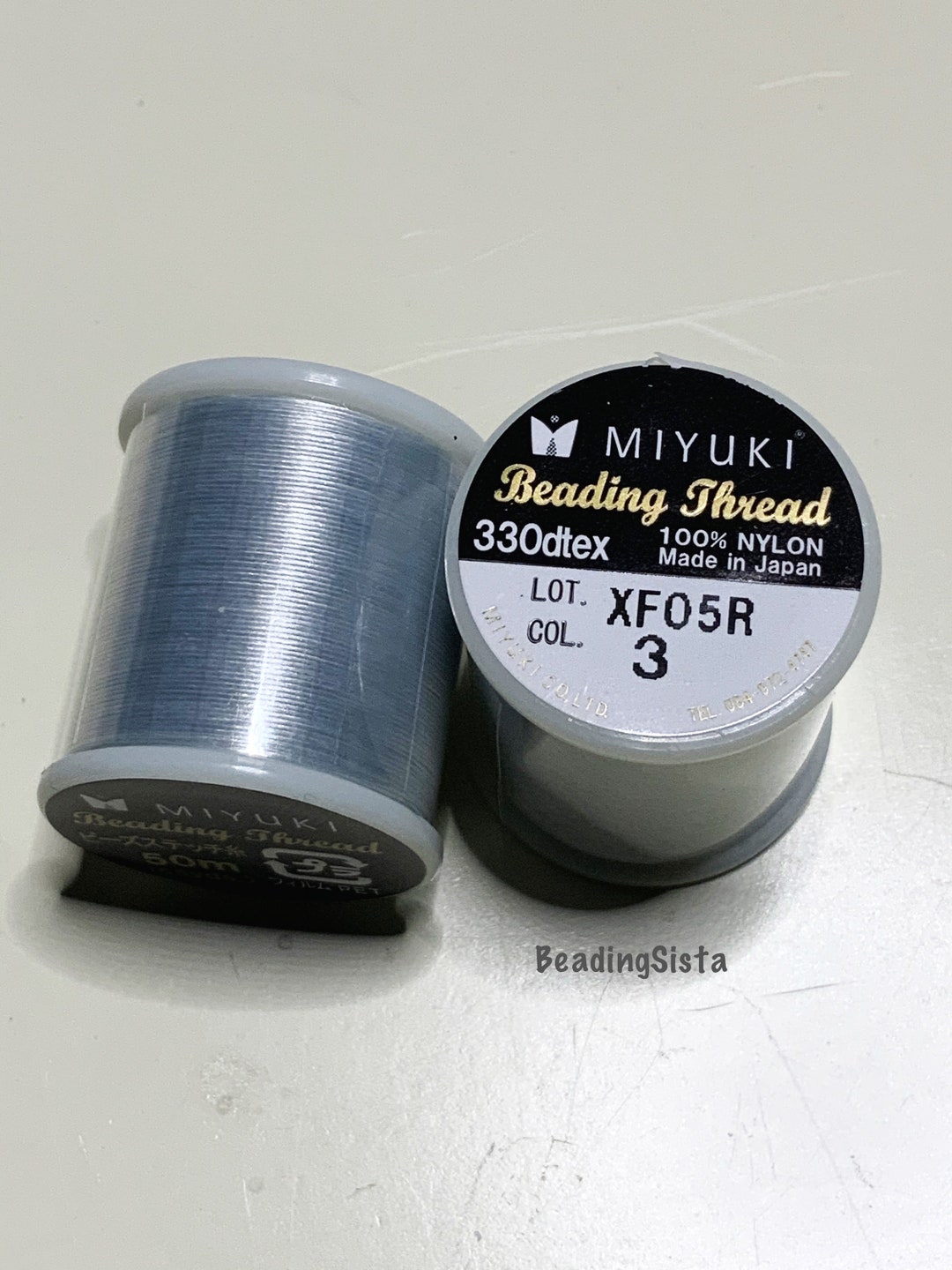 Miyuki beading thread, size B, color code 1, white, 50m