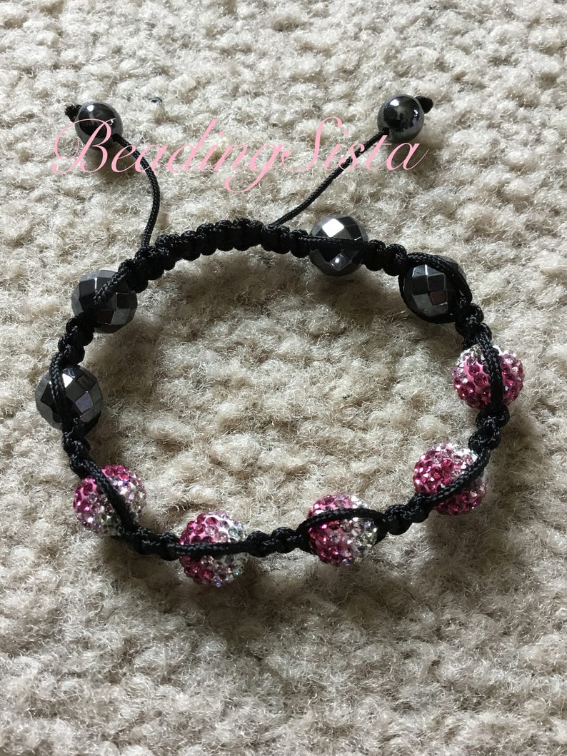 Shamballa Crystal Pave Macrame Slide Knot Clasp Etsy