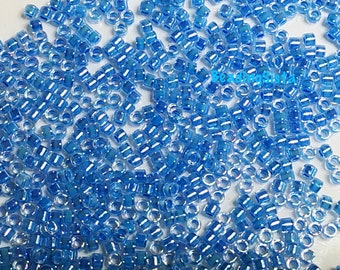 Delica - Light Blue Lined AB - Seed Beads - Size 11 - Miyuki - 4.5 Gram - Tube - DB0076-TB