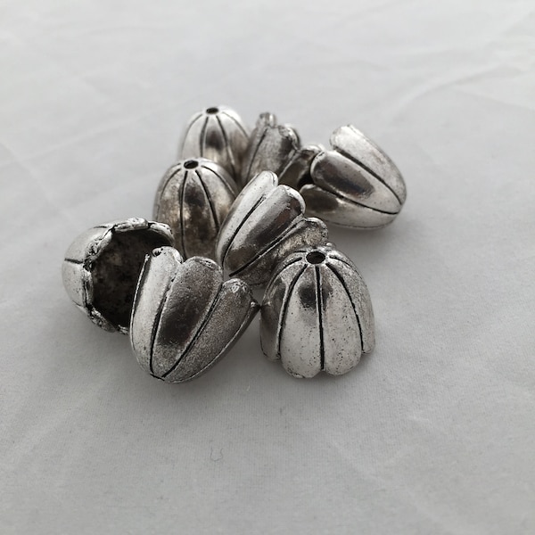 Ends Caps - 1 Piece - Tassel Caps - Silver Bead Caps - Kumihimo Cone - Antique Silver - 15x18mm - Lead Safe - Cadmium Safe