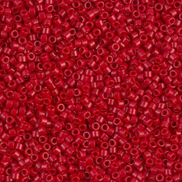 Delica - Semi Frosted Dyed Opaque Bright Red - Seed Beads - Size 11 - Miyuki - 7.5 Gram - Tube - DB791-TB