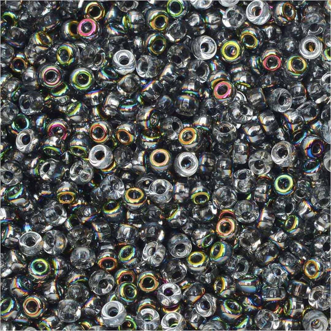 no.0008 漆黒のオニキス　芽吹クリソコラのvertical Unions - Crystal Vitrail - Seed Beads - Size 8 - 22 Gram - Tube