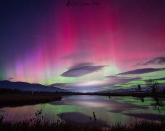 Northern Lights Photo Print: Aurora Borealis over Western Montana