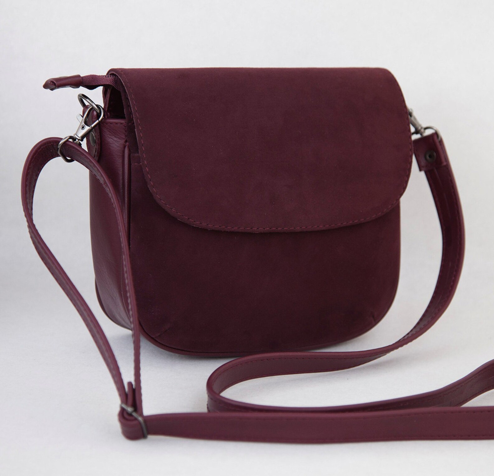 Small bag Woman bag Leather bag Winecoloured bag Crossbody bag