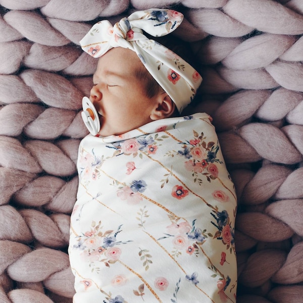 Swaddle Blanket and Headband Etsy Canada
