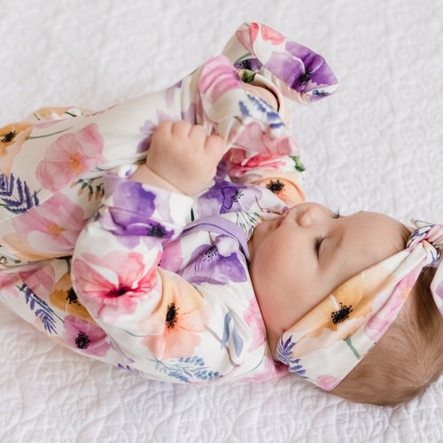 PEACH SLEEPER AND HEADBAND SET