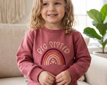 Rainbow Big Sister Sweatshirt, Sis crewneck, pregnancy announcement, toddler Sweatshirt Coming Soon pink