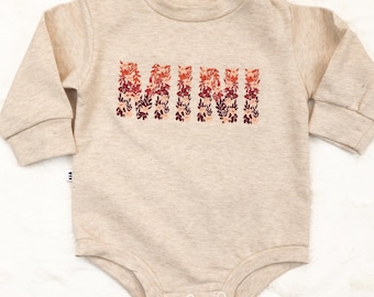 Mini Floral embroidered bubble romper, baby girl sweatshirt romper