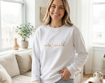 Embroidered custom mrs Wifey sweatshirt with date future wife to be crewneck